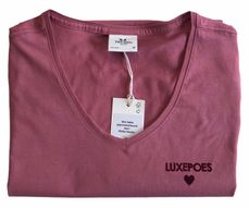 Gepersonaliseerde shirt met V -hals in oud roze